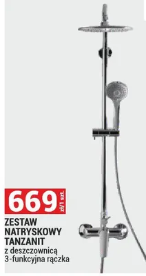 Zestaw natryskowy TANZANIT z deszczownicą 3-funkcyjna ręczka promocja w Merkury Market