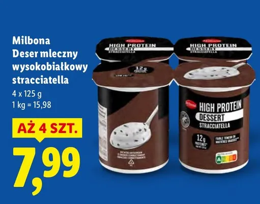 Deser mleczny wysokobiałkowy stracciatella 4x125g promocja w Lidl