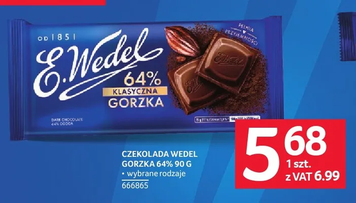 Czekolada gorzka 64% E.Wedel Klasyczna promocja w Selgros