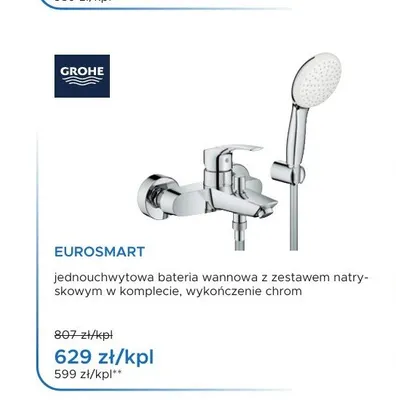 Bateria wannowa Grohe Eurosmart chrom promocja w Blu Salony Łazienek