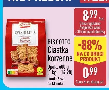 Ciastka korzenne Spekulatius Biscotto promocja w Aldi