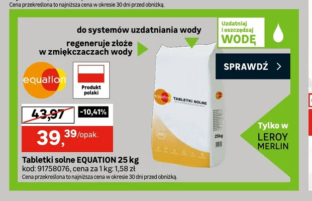 Tabletki solne Equation promocja w Leroy Merlin