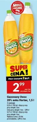 Gazowany Owoc 20% soku Hortex, 1,5 l promocja w Twój Market