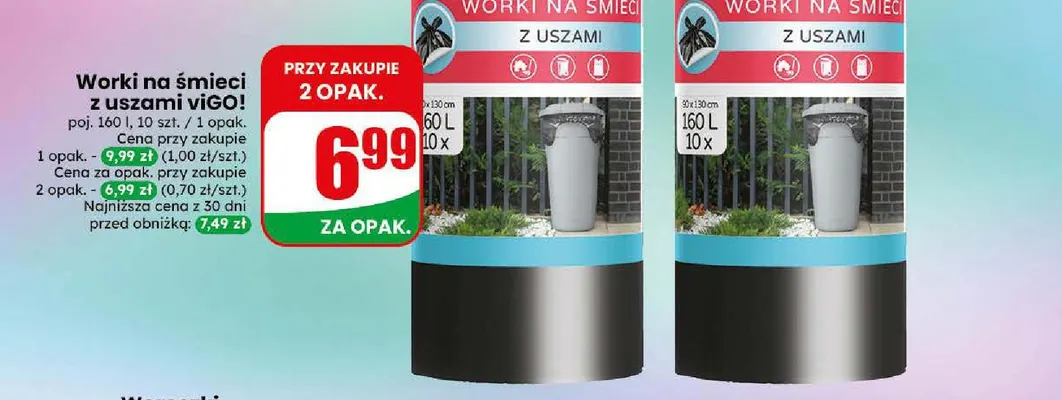 Worki na śmieci z uszami 160 l viGO! promocja w Dino