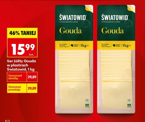 Ser żółty Gouda w plastrach promocja w Biedronka