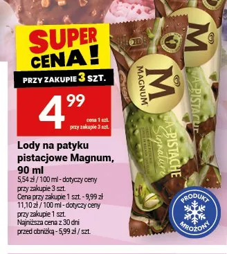 Lody na patyku pistacjowe Magnum promocja w Twój Market