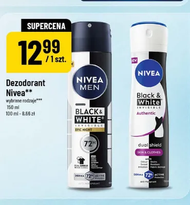 Dezodorant damski Nivea Black & White Invisible Authentic promocja w POLOmarket
