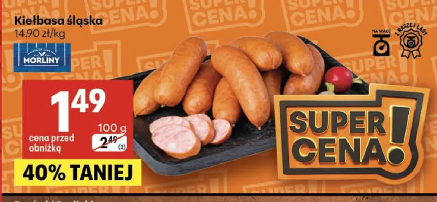 Kiełbasa śląska Morliny promocja w Delikatesy Centrum