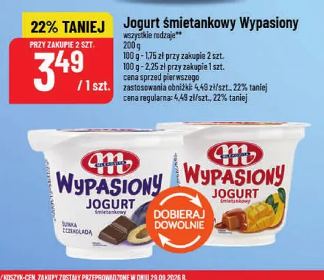 Jogurt śmietankowy Wypasiony śliwka z czekoladą Mlekovita promocja w POLOmarket