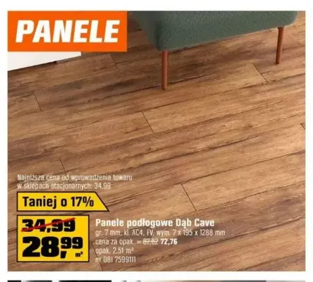 Panele podłogowe Dąb Cave promocja w OBI