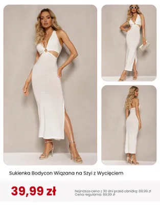 Sukienka damska Bodycon Wiązana na Szyi z Wycięciem Renee promocja w Renee