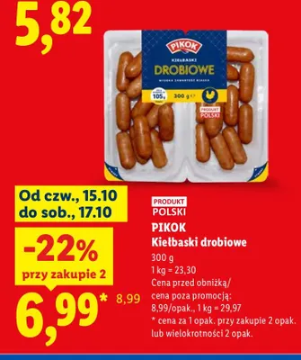 Kiełbaski drobiowe Pikok promocja w Lidl