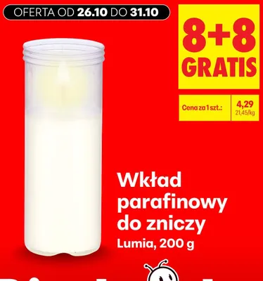Wkład parafinowy do zniczy Lumia promocja w Biedronka