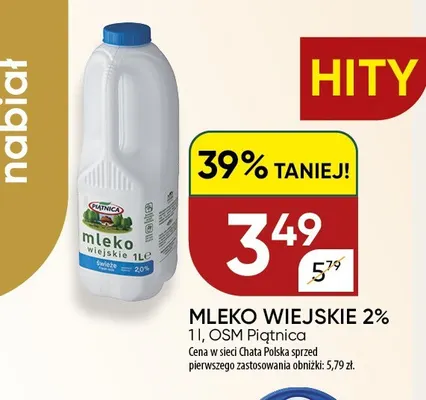 Mleko wiejskie Piątnica 2% promocja w Chata Polska