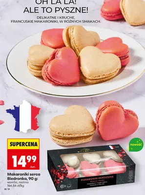 Makaroniki serca Biedronka wanilia, malina promocja w Biedronka