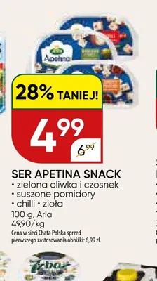 Ser Apetina Snack zielona oliwka i czosnek Arla promocja w Chata Polska