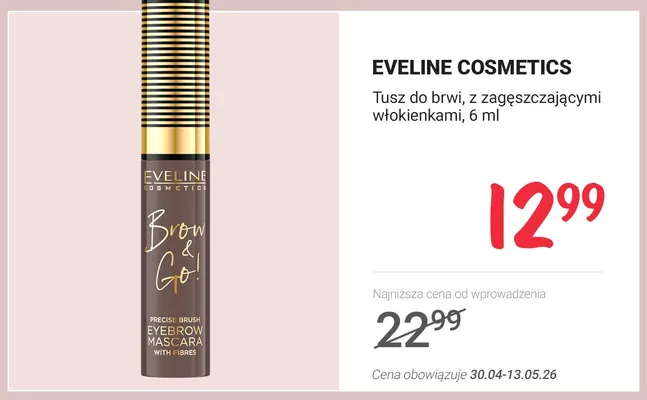 Tusz do brwi z zagęszczającymi włókienkami Eveline Cosmetics promocja w Rossmann