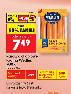 Parówki drobiowe Kraina Wędlin promocja w Biedronka