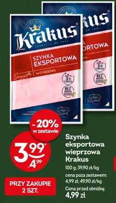 Szynka eksportowa wieprzowa Krakus promocja w Żabka