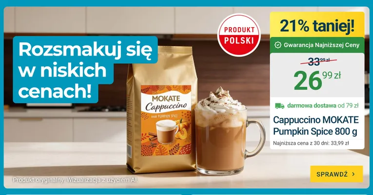 Kawa rozpuszczalna Cappuccino Mokate Pumpkin Spice promocja w ERLI
