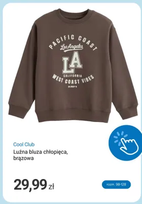 Bluza chłopięca Cool Club luźna brązowa promocja w Smyk