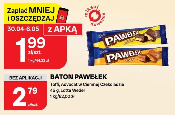 Baton pawełek toffi, advocat w ciemnej czekoladzie promocja w Chorten