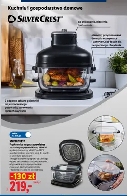 Frytkownica na gorące powietrze ze szklanym pojemnikiem Silvercrest 1500W promocja w Lidl