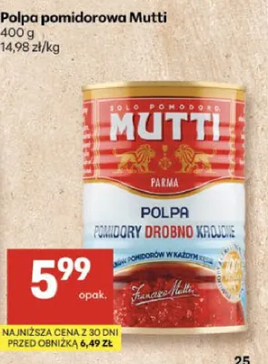Polpa pomidorowa Mutti drobno krojone promocja w Delikatesy Centrum