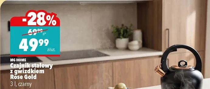 Czajnik stalowy z gwizdkiem Rose Gold promocja w Biedronka