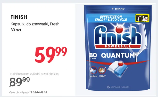 Kapsułki do zmywarki Finish Quantum Fresh promocja w Rossmann