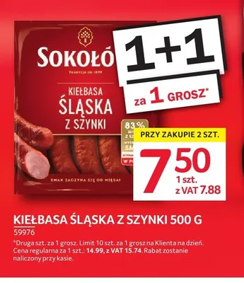 Kiełbasa śląska z szynki Sokołów promocja w Selgros
