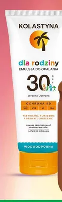 Emulsja do opalania dla rodziny Kolastyna 30 SPF wodoodporna promocja w Dino