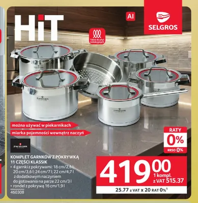 Komplet garnków z pokrywką 11 części Klassik Zwieger promocja w Selgros