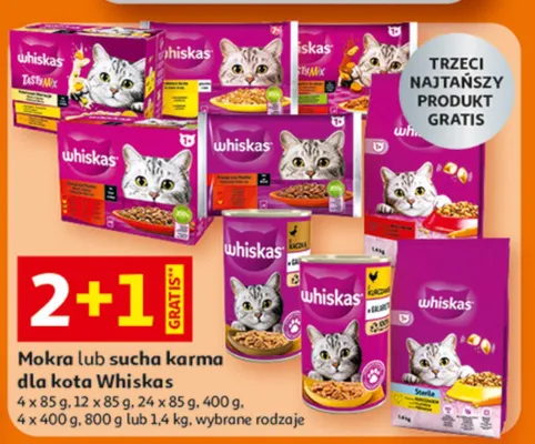 Mokra lub sucha karma dla kota Whiskas promocja w Auchan
