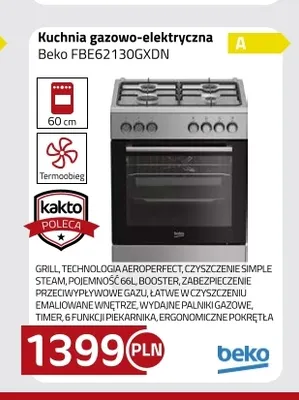 Kuchnia gazowo-elektryczna Beko FBE62130GXDN promocja w kakto.pl