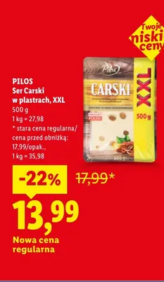 Ser Carski w plastrach XXL Pilos promocja w Lidl