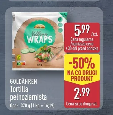 Tortilla pełnoziarnista Goldähren promocja w Aldi