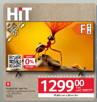 Tv Qled 50" 50P7 Tcl promocja w Selgros