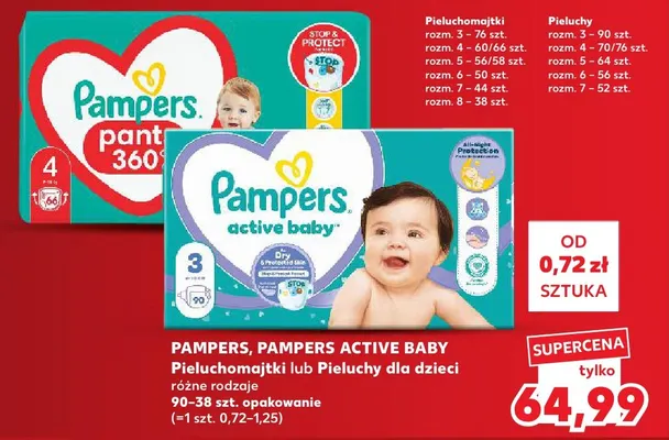 Pieluchy dla dzieci Pampers Active Baby promocja w Kaufland