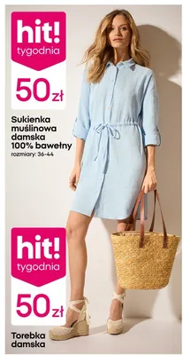 Sukienka muślinowa damska 100% bawełny promocja w Pepco