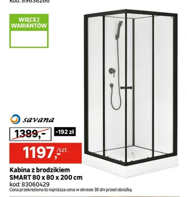 Kabina z brodzikiem Savana Smart 80x80x200 cm promocja w Leroy Merlin