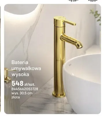 Bateria umywalkowa wysoka Roca Carelia złota promocja w Castorama