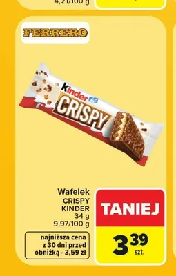 Wafelek Crispy Kinder Cards promocja w Carrefour
