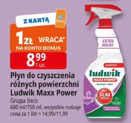 Płyn do czyszczenia różnych powierzchni Ludwik Magic Power promocja w Leclerc