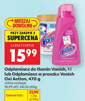 Odplamiacz w proszku Vanish Oxi Action 470g promocja w Biedronka