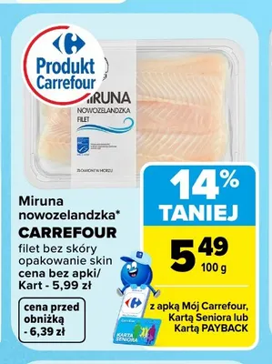 Miruna nowozelandzka filet bez skóry Carrefour promocja w Carrefour