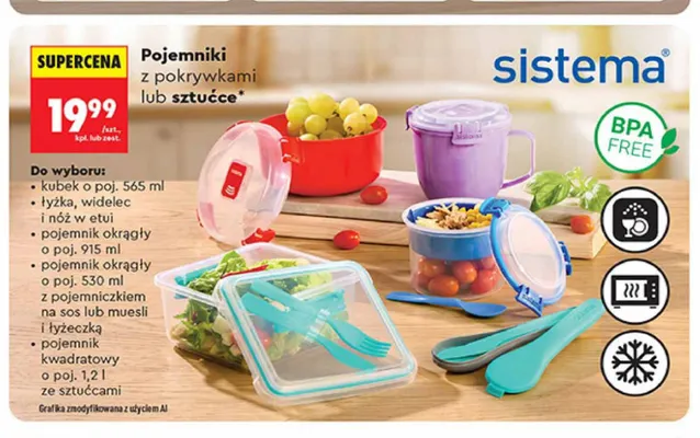 Pojemnik okrągły z pokrywką Sistema promocja w Biedronka