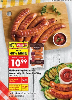 Kiełbasa śląska z szynki Kraina Wędlin Select promocja w Biedronka