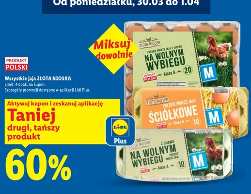 Jaja Złota Nioska z chowu na wolnym wybiegu promocja w Lidl