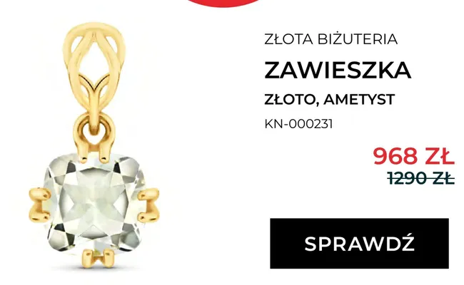 Zawieszka złoto ametyst Briju promocja w Briju
